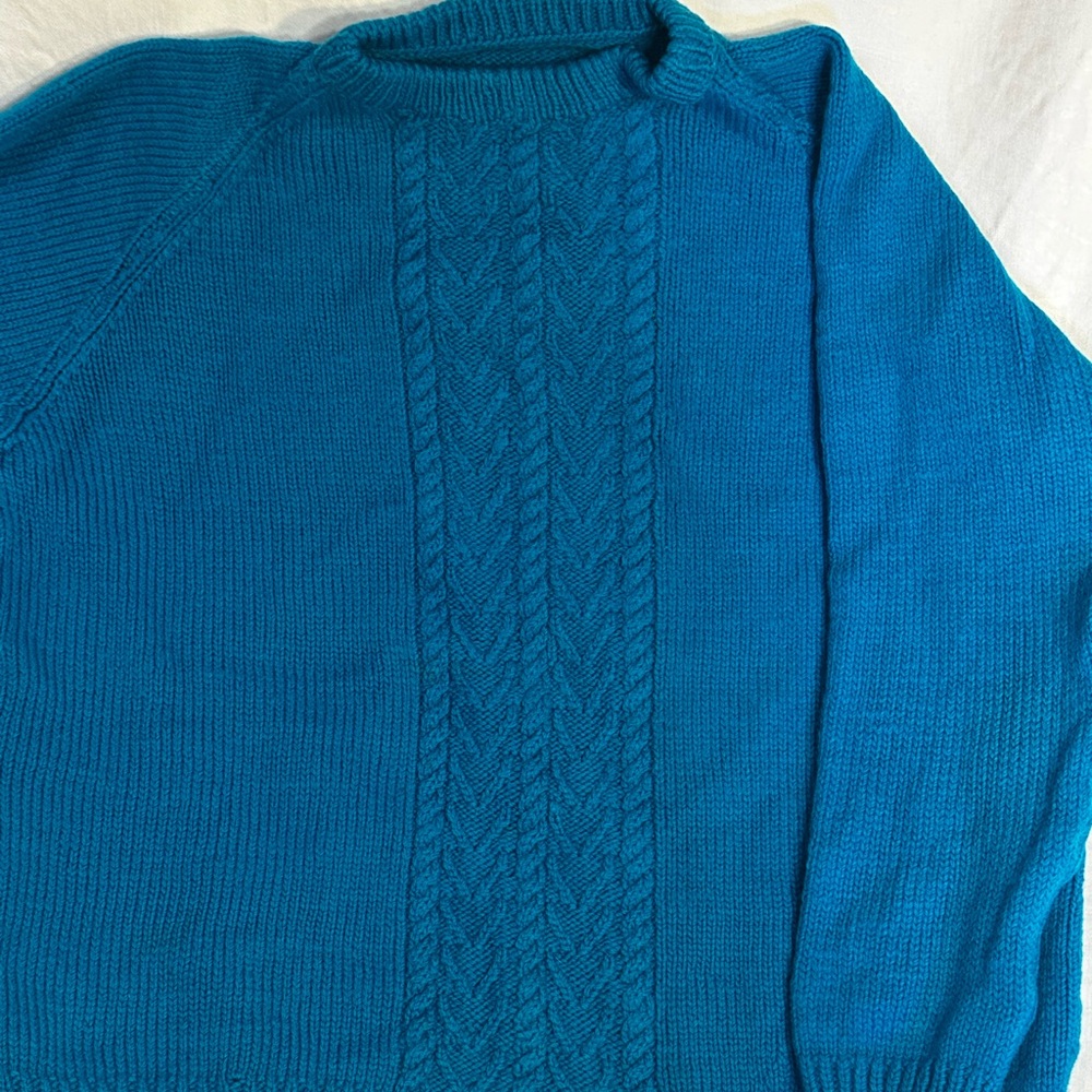 Vintage Handmade Cable Knit Cowl Neck Sweater